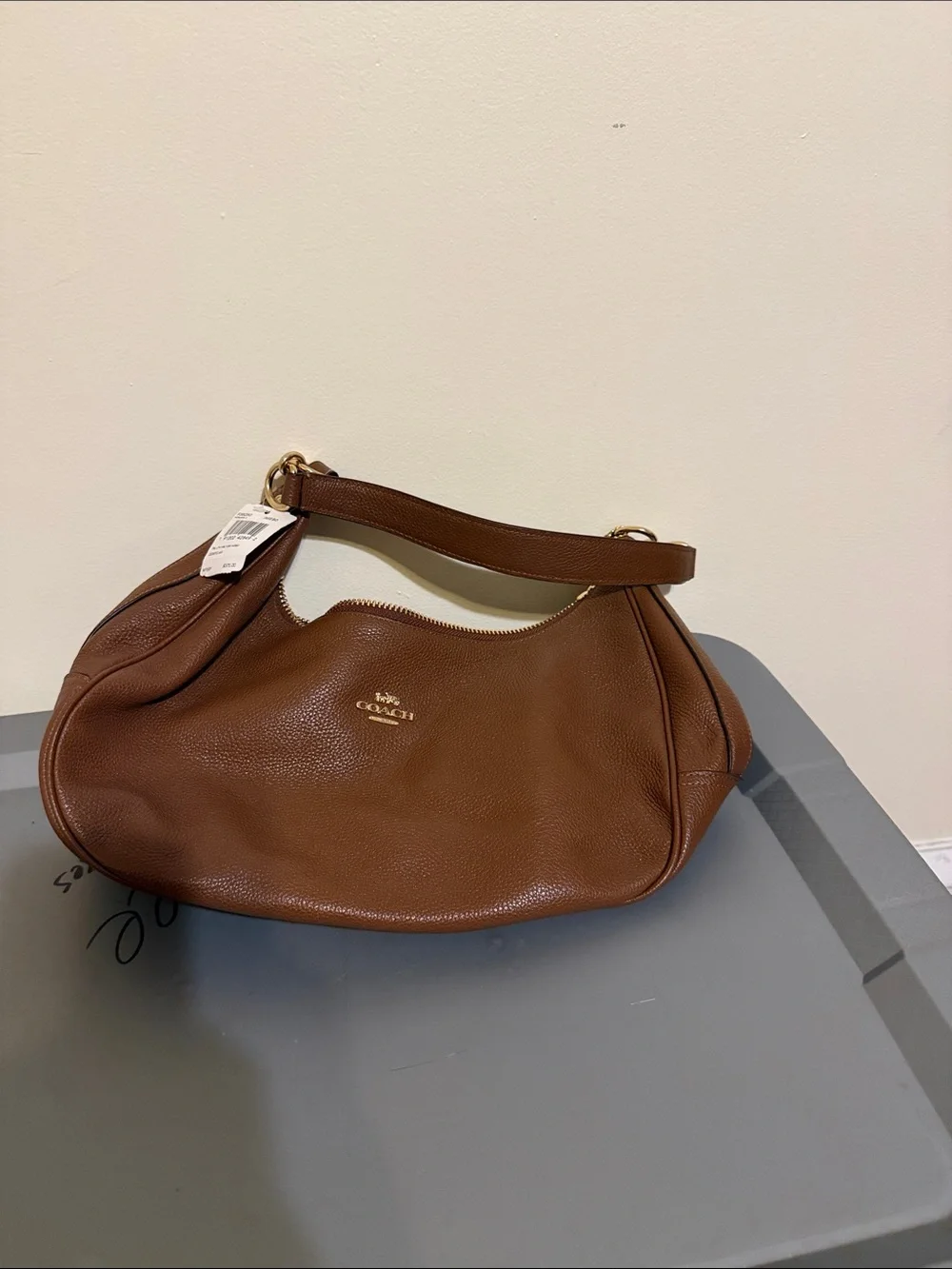 Coach Pebbled Leather Hobo in Chestnut with Gold Hardware